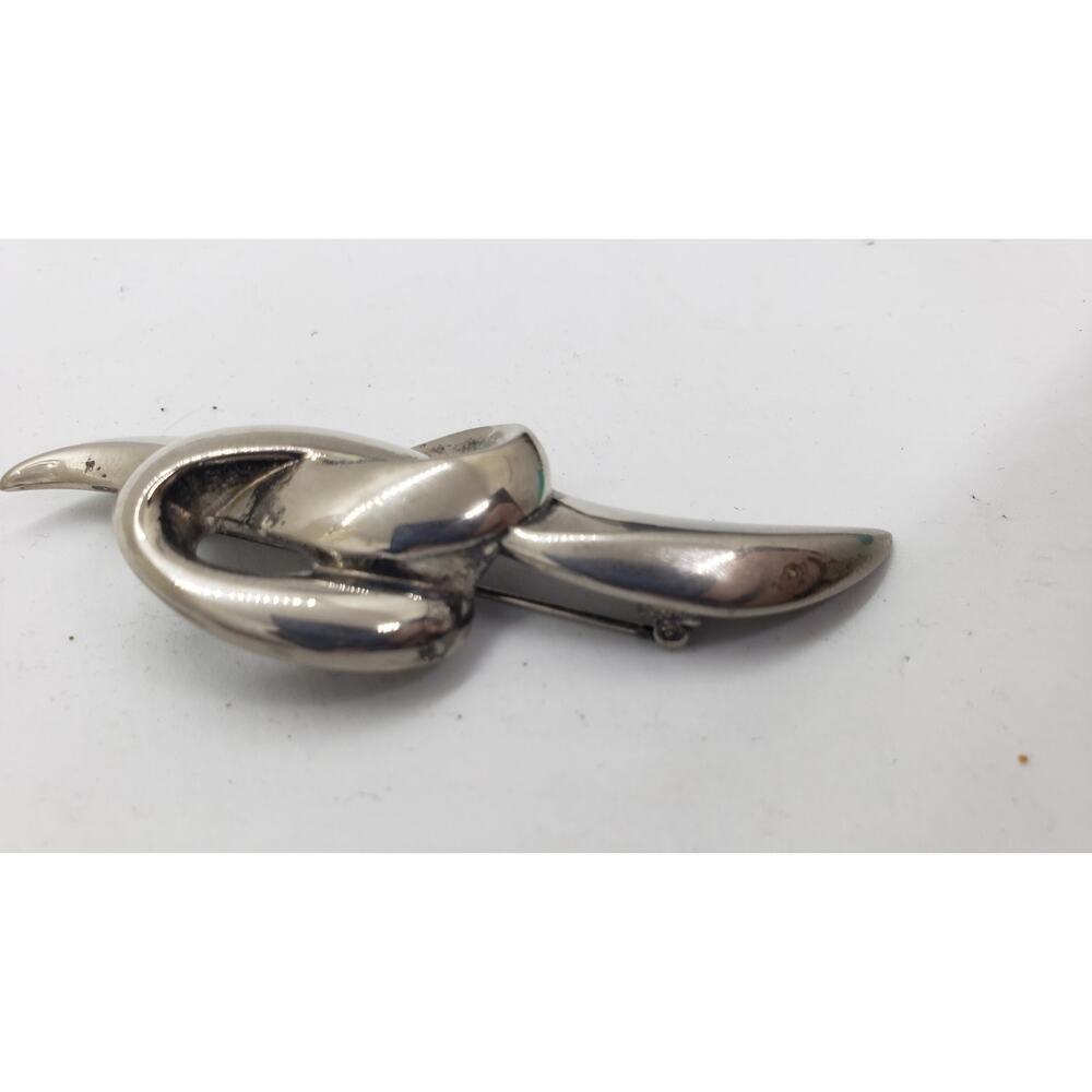 Vintage Givenchy Love Knot Brooch Signed 1970s Designer Silver Metal Pin - Picture 2 of 10